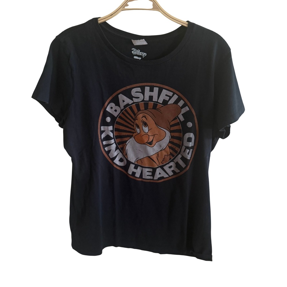 Disney Bashful Kind Hearted Seven Dwarfs Graphic T-Shirt Black Large
